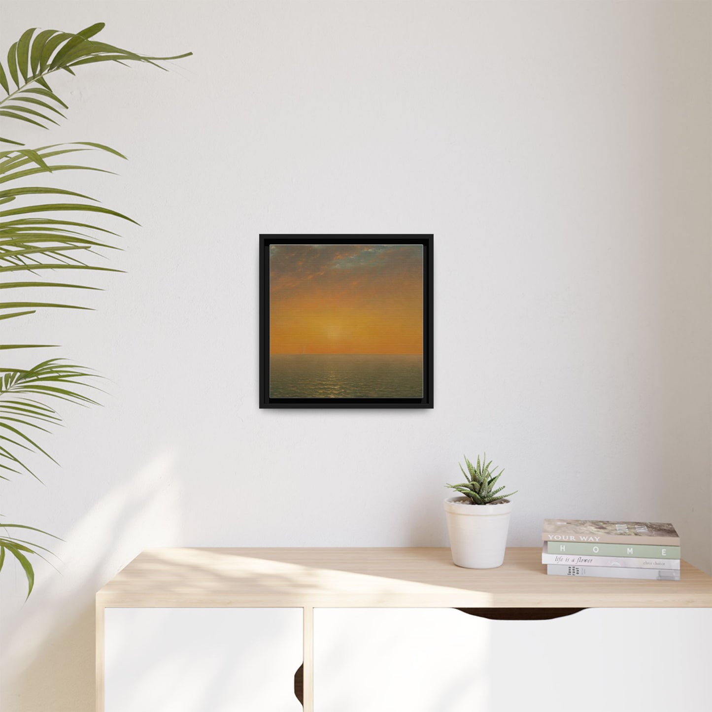 John Frederick Kensett : Sunset on the Sea (1872) - Museum Collection - Framed Canvas Print