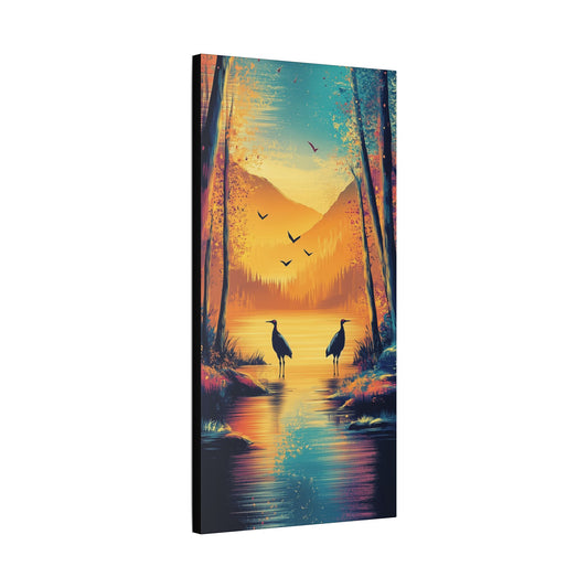 Cranes at Sunset - Delight in Nature Series - Fine Art Print on Canvas