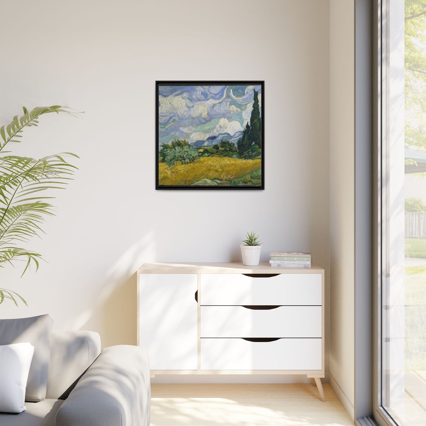 Van Gogh - Wheat Field with Cypresses - Museum Collection - Framed Canvas Print