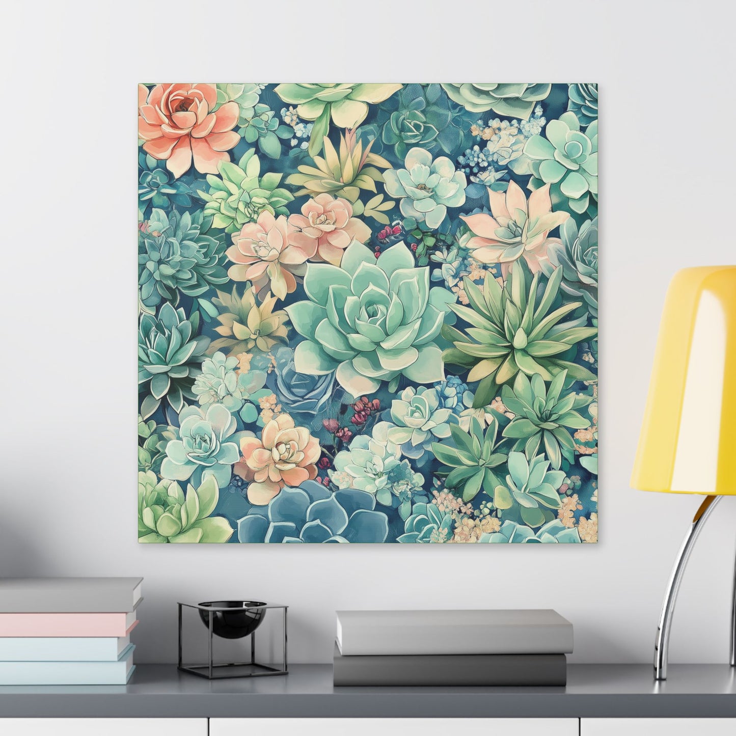 Succulents in Pastel - Secret Garden Collection - Fine Art Print on Canvas