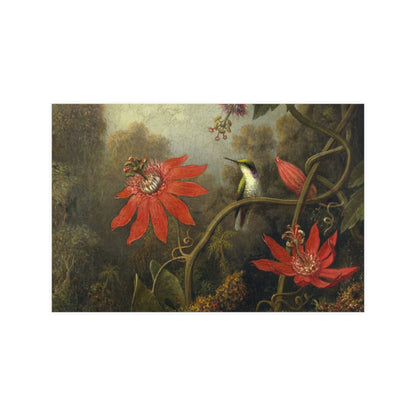 Hummingbird in Lush Tropical Landscape - Museum Collection - Fine Art Poster