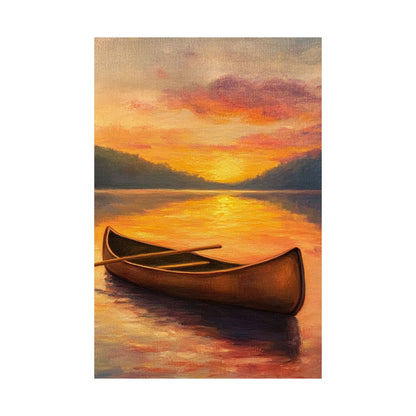 Summer Sunset Canoe on Lake Fine Art Print