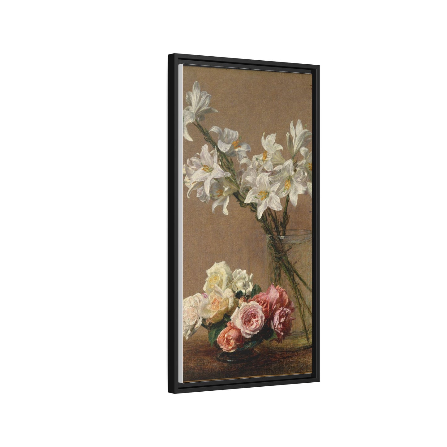 Henri Fantin-Latour : Roses and Lilies (1888) - Giclee Fine Art Print - Museum Collection Framed Canvas Print