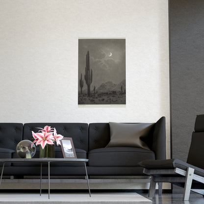 New Moon and Evening Star over Cactus- Celestial Fine Art Poster