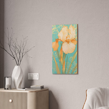 Iris Flowers on Turquois - Stretched Canvas