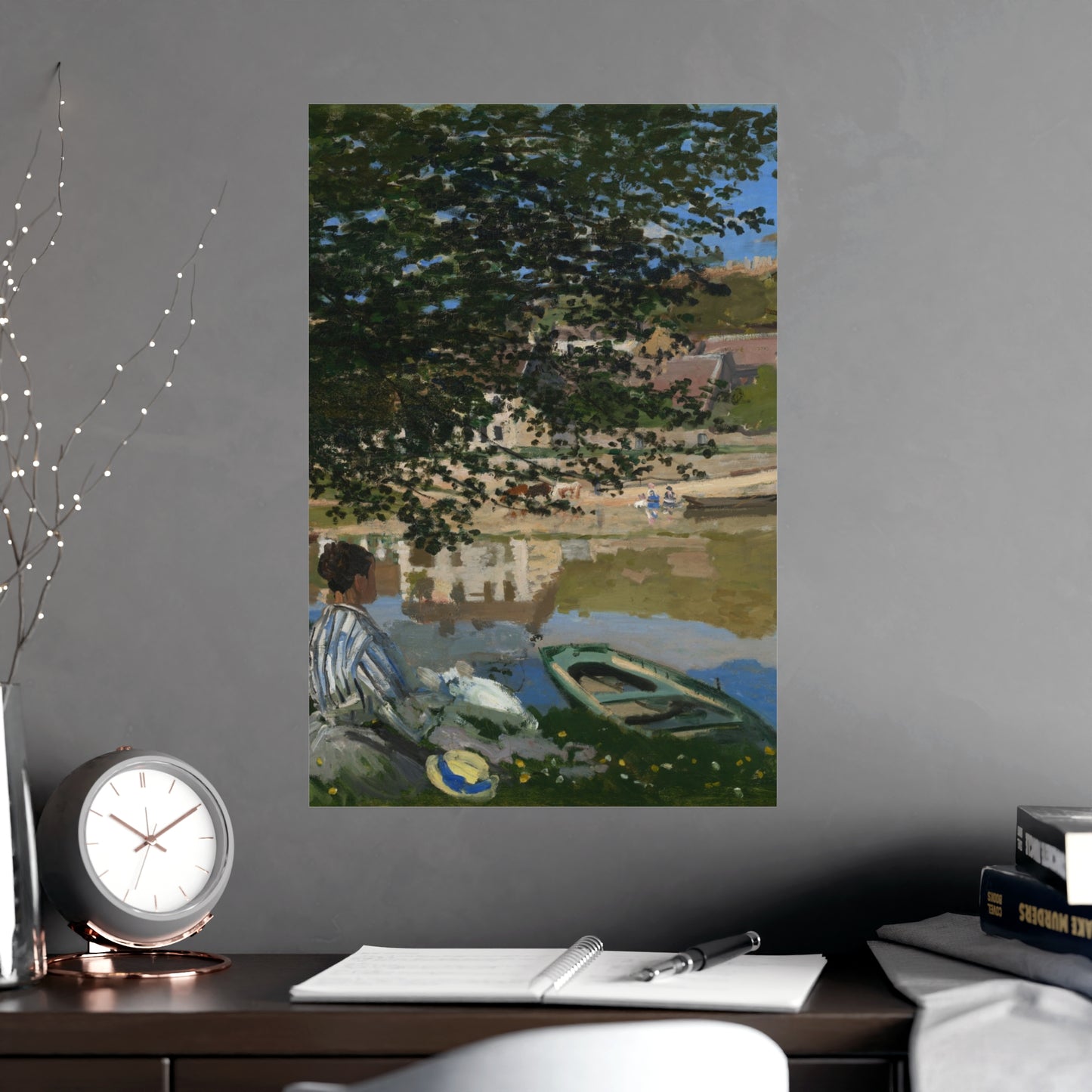 On the Bank of the Seine at Bennecourt - Monet Fine Art Poster
