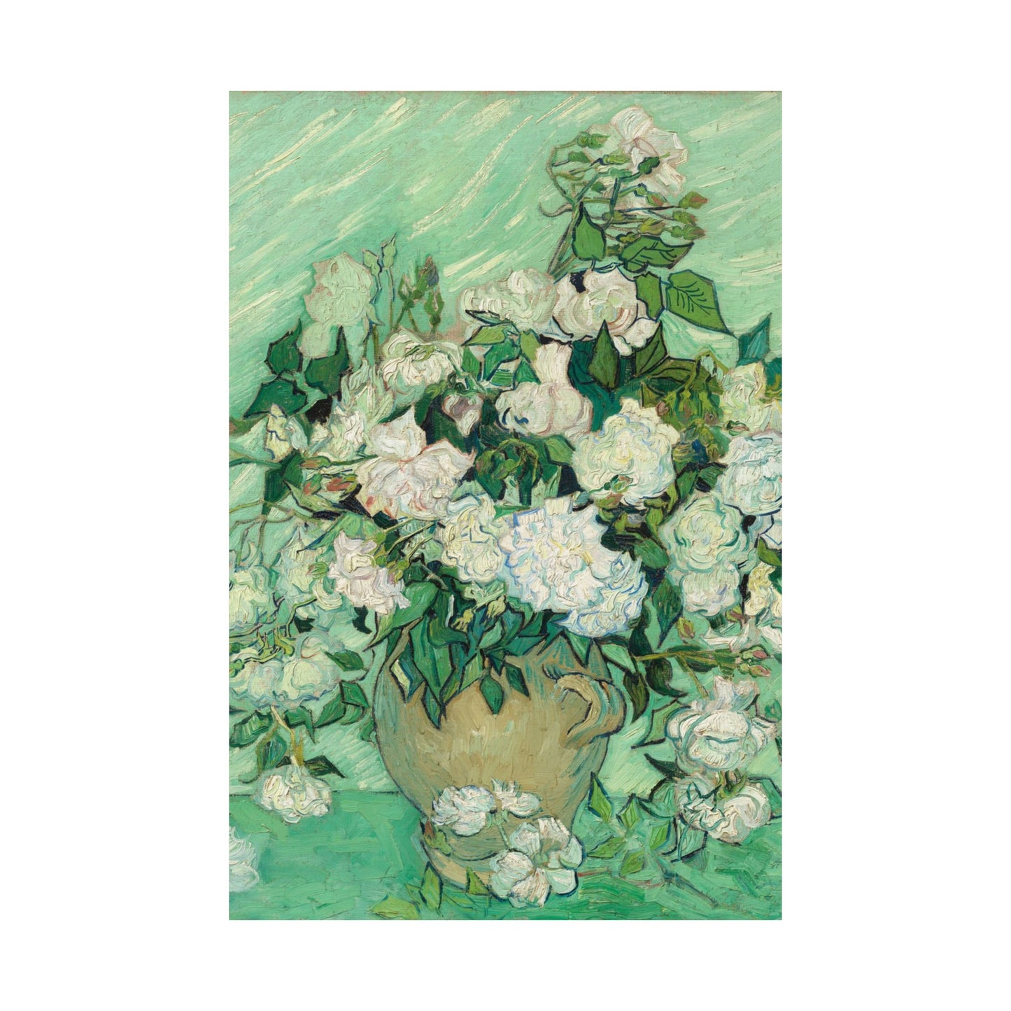 White Roses Painting - Fine Art Prints - Vintage Painting Prints - Elegant Floral - Matte Vertical Poster - White Roses Art Print