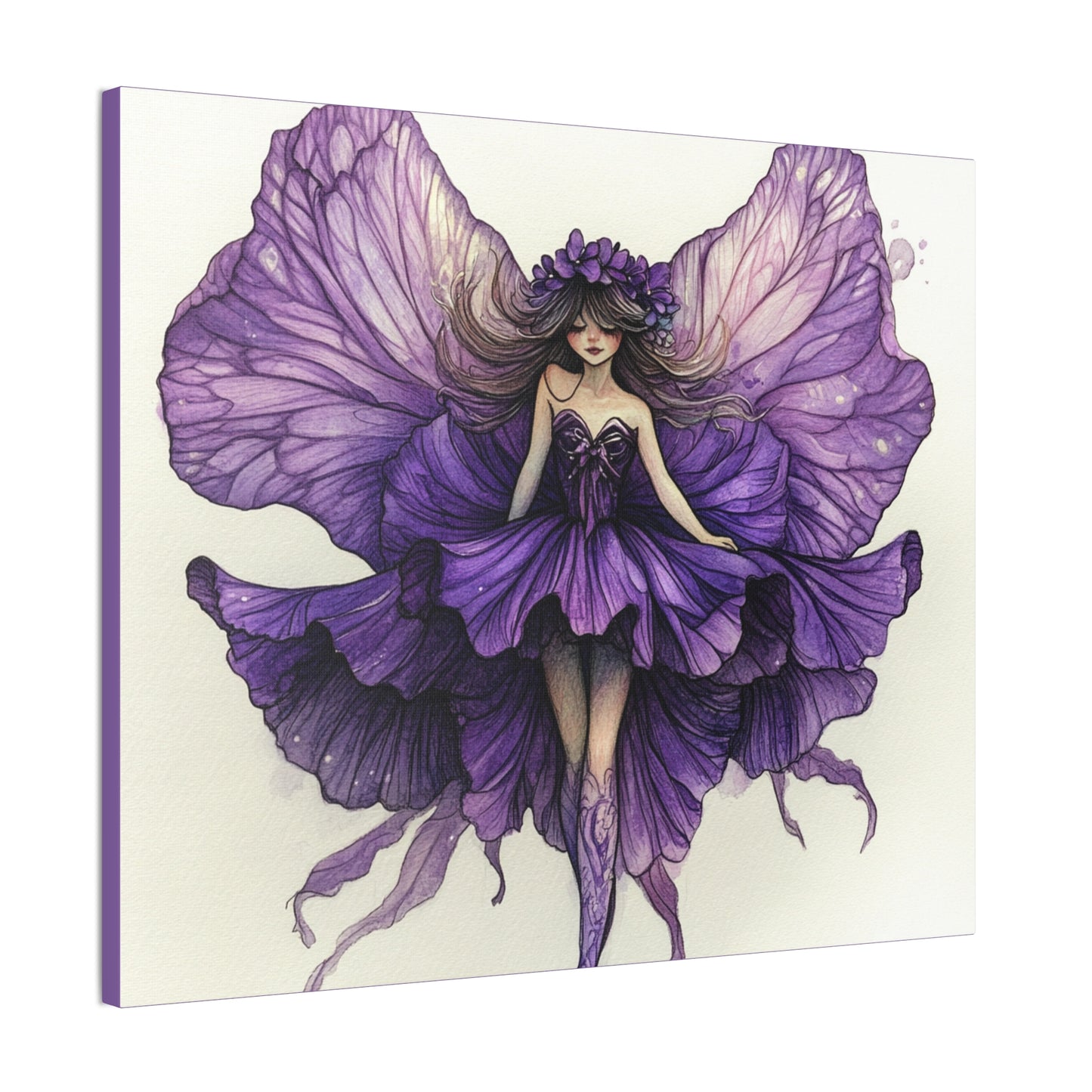 A Violet Affair - Fairies & Flowers Collection - Wall Art - on Canvas