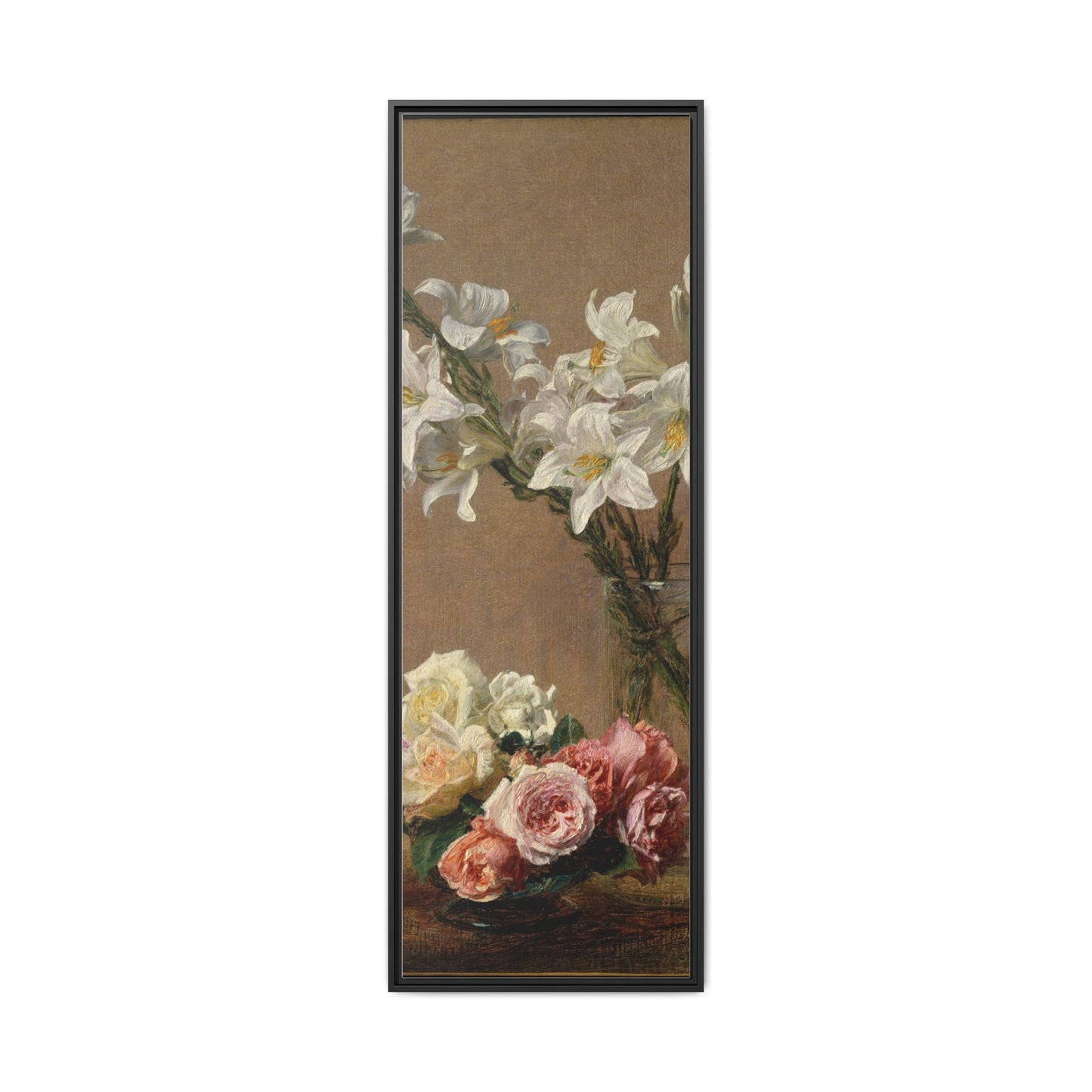 Henri Fantin-Latour : Roses and Lilies (1888) - Giclee Fine Art Print - Museum Collection Framed Canvas Print
