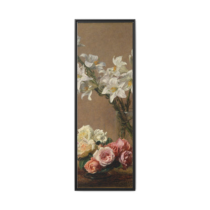 Henri Fantin-Latour : Roses and Lilies (1888) - Giclee Fine Art Print - Museum Collection Framed Canvas Print
