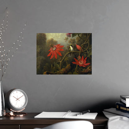 Hummingbird in Lush Tropical Landscape - Museum Collection - Fine Art Poster