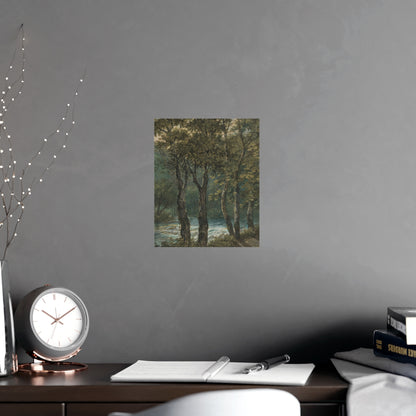 Sunlight Through Trees River Sihl - Forest Landscape Fine Art Poster