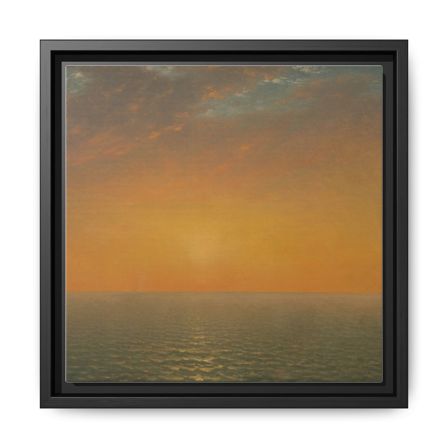 John Frederick Kensett : Sunset on the Sea (1872) - Museum Collection - Framed Canvas Print