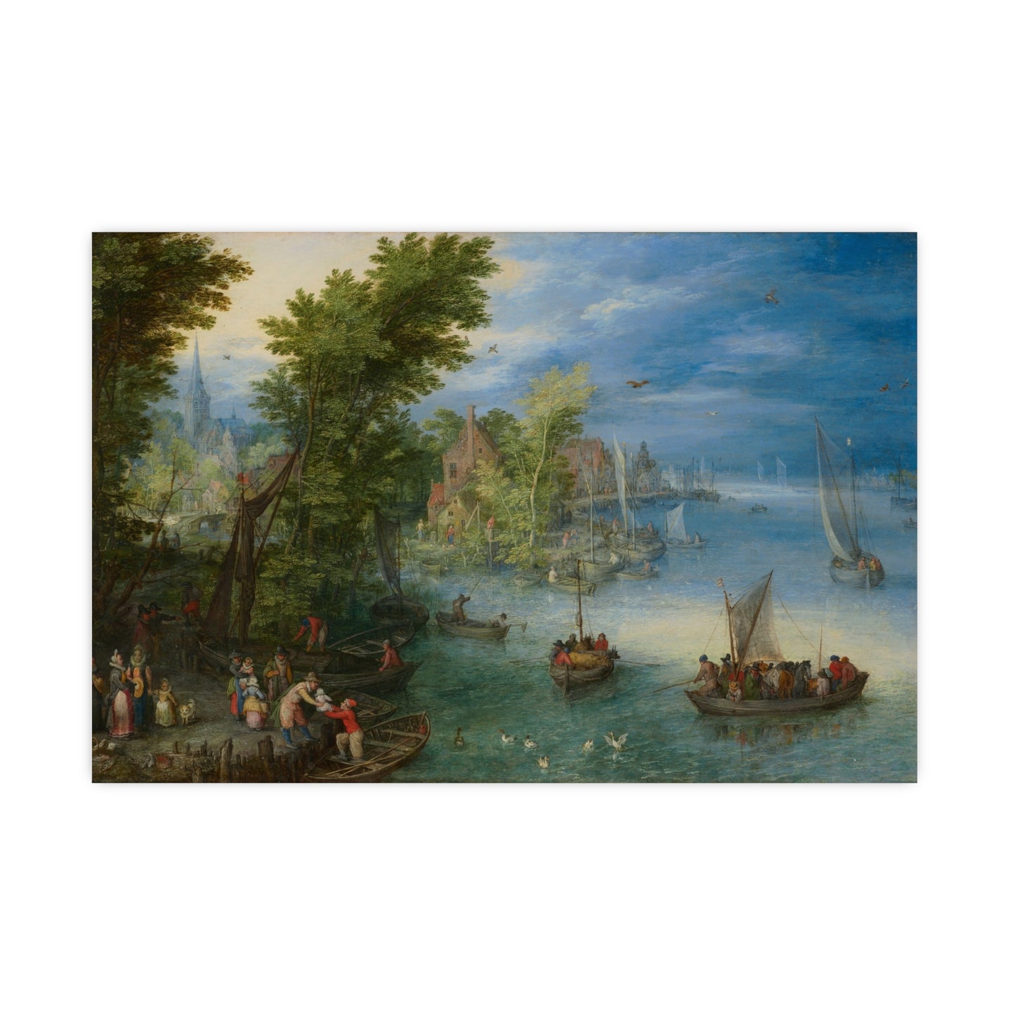 River Landscape Scene - Dutch Golden Age - Vintage Fine Art Print
