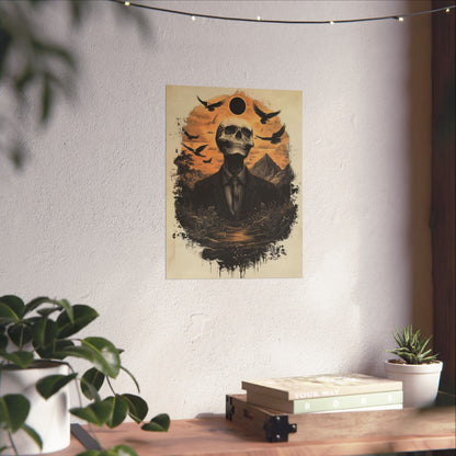 Mystic Black Sun Skull Gothic Poster - Dark Art - Fine Art Prints - Wall Art