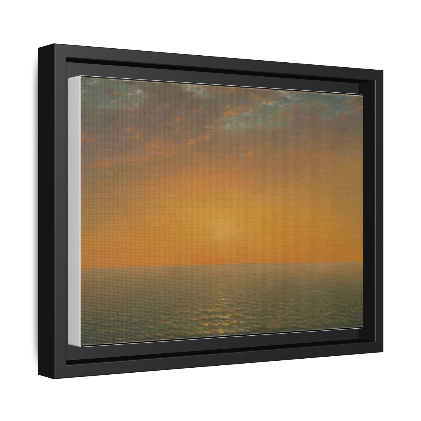 John Frederick Kensett : Sunset on the Sea (1872) - Museum Collection - Framed Canvas Print