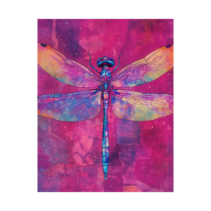Magenta Dragonfly Watercolor Art Print - Matte Vertical Posters