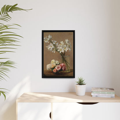 Henri Fantin-Latour : Roses and Lilies (1888) - Giclee Fine Art Print - Museum Collection Framed Canvas Print