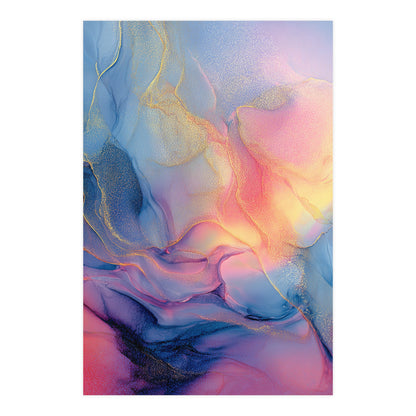 Muse (Style B) - Modern Abstract Fluid Art - Blue/Pink with Gold Highlights - Giclee Fine Art Print