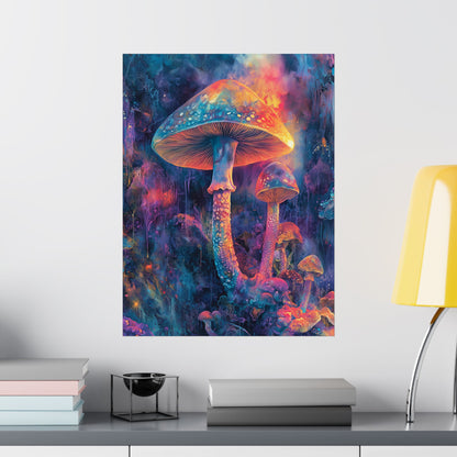 Trippy Mushrooms Poster - Psychedelic Wall Art - Vibrant Fine Art Print - Bedroom Posters - Home Décor