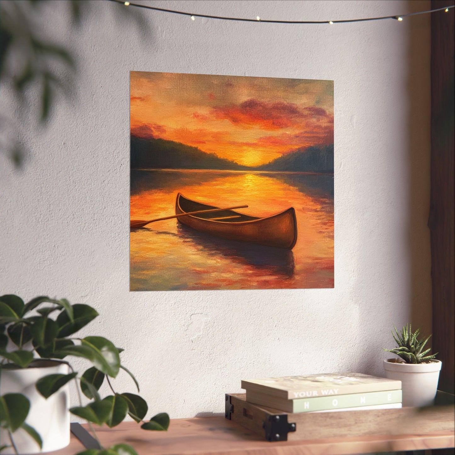 Summer Sunset Canoe on Lake Fine Art Print