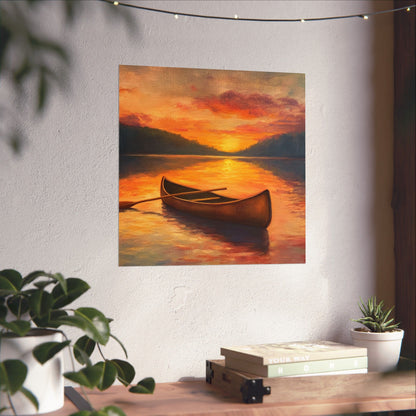Summer Sunset Canoe on Lake Fine Art Print