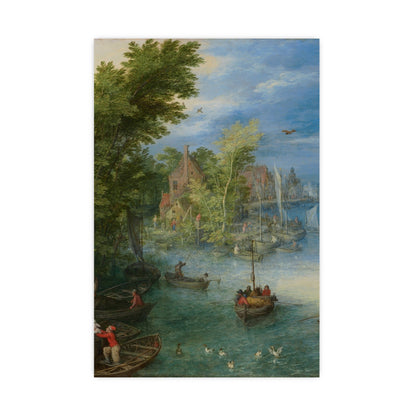 River Landscape Scene - Dutch Golden Age - Vintage Fine Art Print