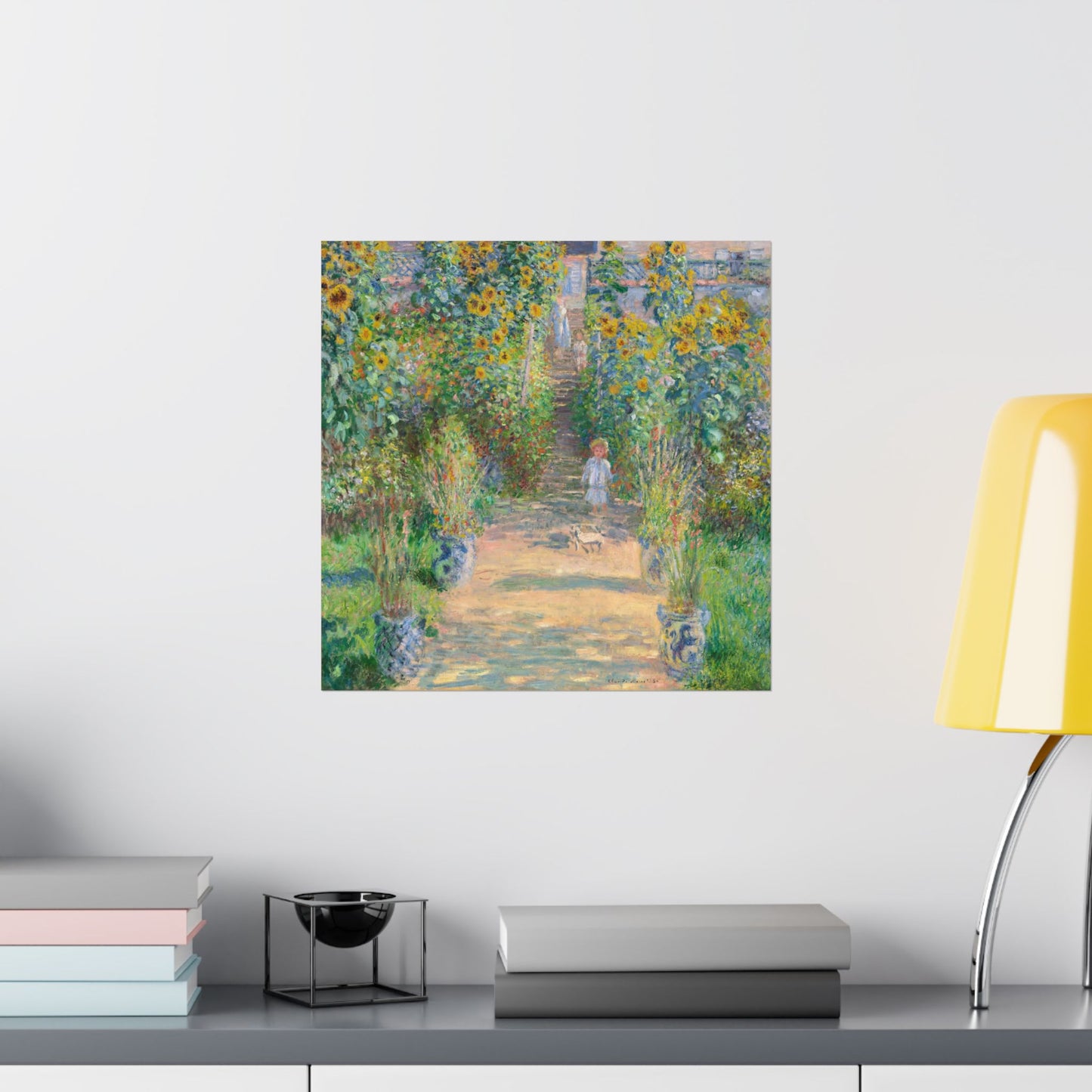 Monet - Garden at Vétheuil Sunflower Fine Art Print