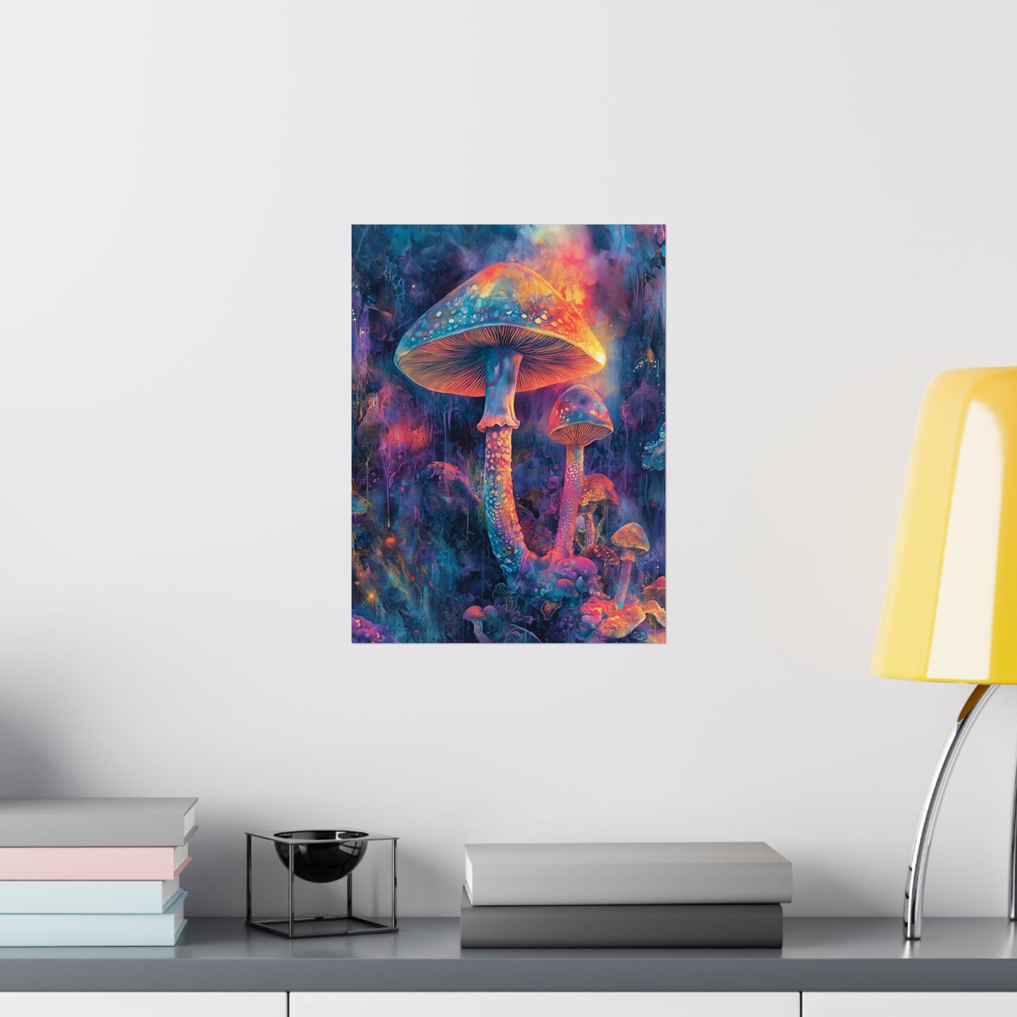 Trippy Mushrooms Poster - Psychedelic Wall Art - Vibrant Fine Art Print - Bedroom Posters - Home Décor