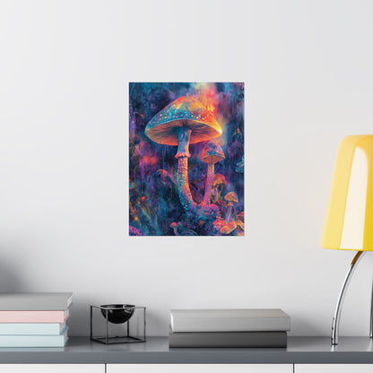 Trippy Mushrooms Poster - Psychedelic Wall Art - Vibrant Fine Art Print - Bedroom Posters - Home Décor