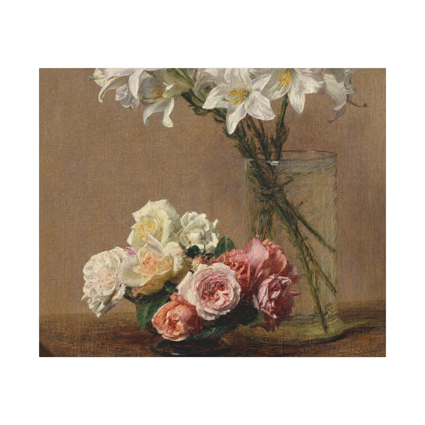 Henri Fantin-Latour : Roses and Lilies (1888) - Giclee Fine Art Print - Museum Collection Art Wrap