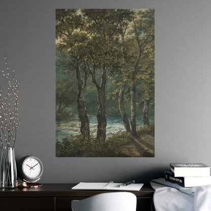 Sunlight Through Trees River Sihl - Forest Landscape Fine Art Poster