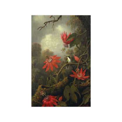Hummingbird in Lush Tropical Landscape - Museum Collection - Fine Art Poster