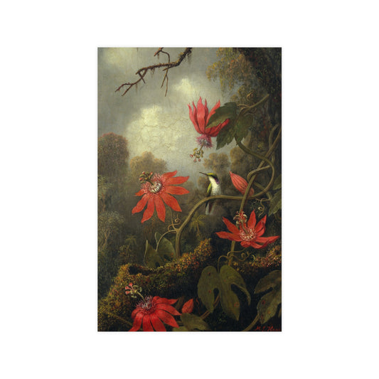 Hummingbird in Lush Tropical Landscape - Museum Collection - Fine Art Poster