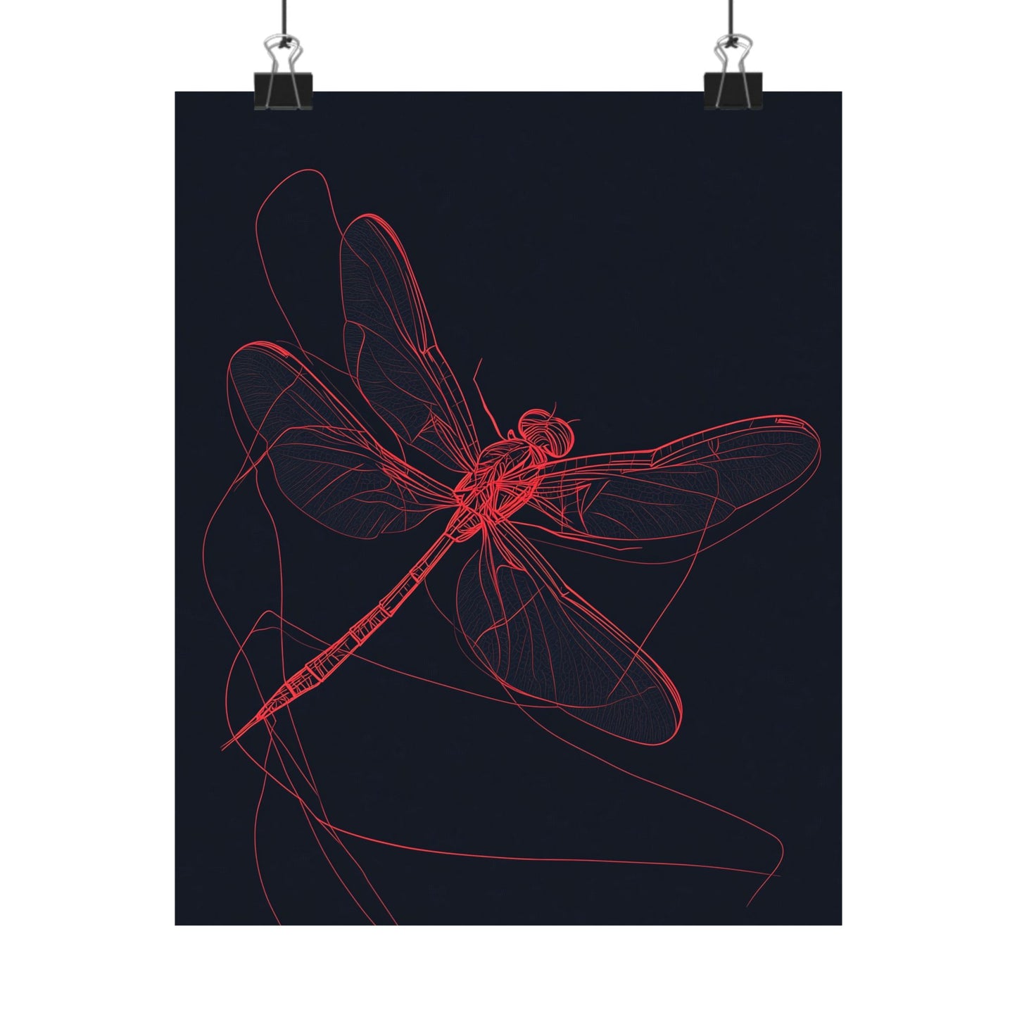 Red Dragonfly Fine Art Print -  Matte Poster – Modern Wall Art for Nature Lovers - Minimalist