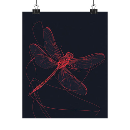 Red Dragonfly Fine Art Print -  Matte Poster – Modern Wall Art for Nature Lovers - Minimalist