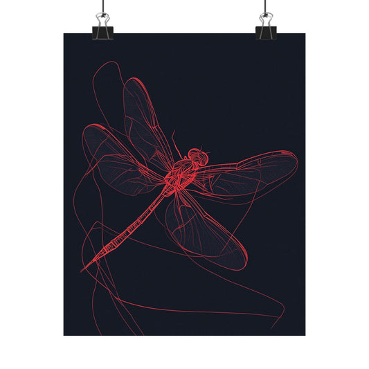 Red Dragonfly Fine Art Print -  Matte Poster – Modern Wall Art for Nature Lovers - Minimalist