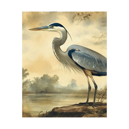 Elegant Blue Heron Coastal Fine Art Print
