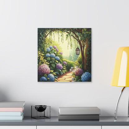Hydrangea Courtyard - Secret Garden Series - Fine Art Print on Canvas