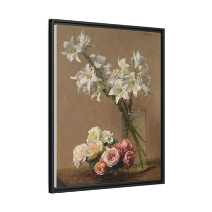 Henri Fantin-Latour : Roses and Lilies (1888) - Giclee Fine Art Print - Museum Collection Framed Canvas Print