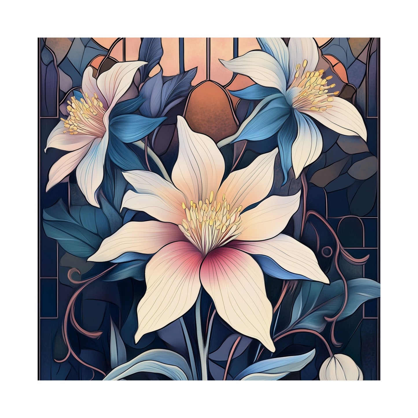 Sunlit Blossoms Fine Art Print - Floral Matte Vertical Posters - Elegant Home Décor