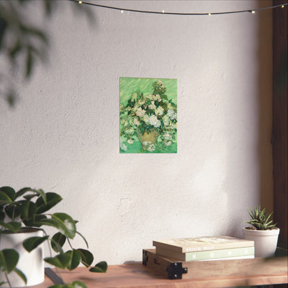 White Roses Painting - Fine Art Prints - Vintage Painting Prints - Elegant Floral - Matte Vertical Poster - White Roses Art Print