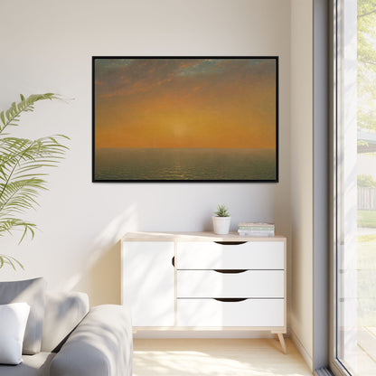 John Frederick Kensett : Sunset on the Sea (1872) - Museum Collection - Framed Canvas Print