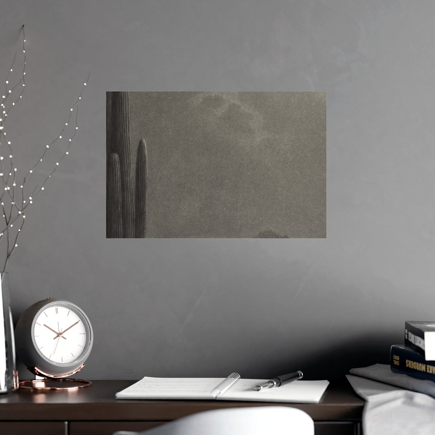 New Moon and Evening Star over Cactus- Celestial Fine Art Poster