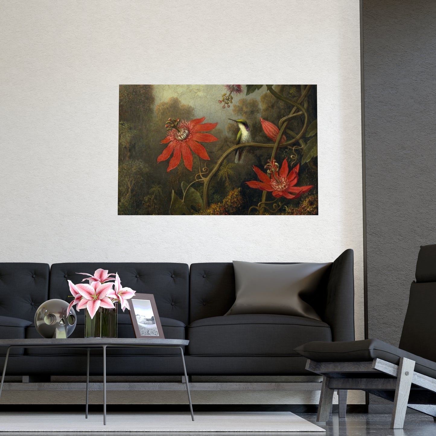 Hummingbird in Lush Tropical Landscape - Museum Collection - Fine Art Poster