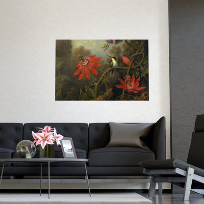 Hummingbird in Lush Tropical Landscape - Museum Collection - Fine Art Poster