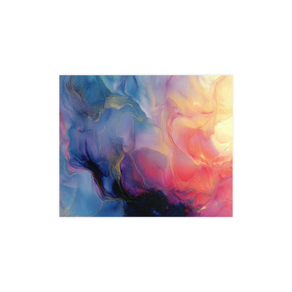 Muse (Style A) - Modern Abstract Fluid Art - Blue/Pink with Gold Highlights - Giclee Fine Art Print