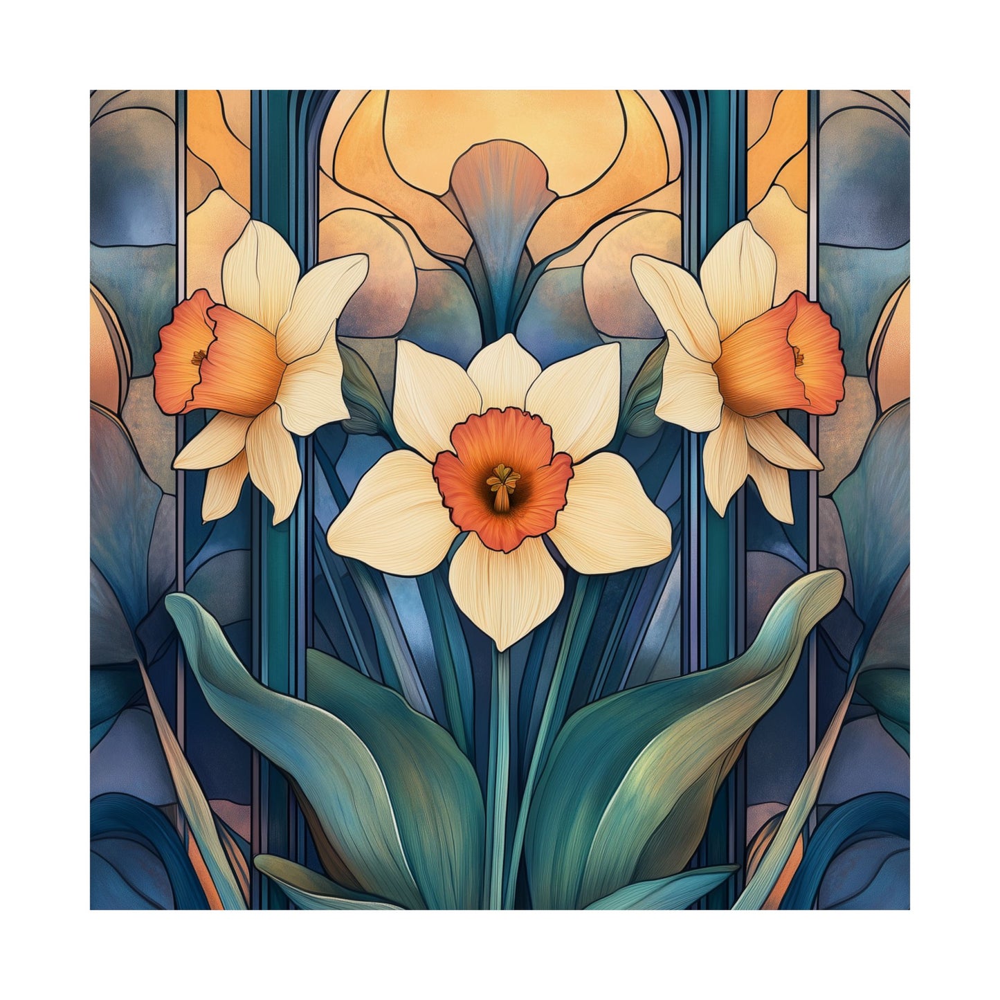 Elegant Daffodil Floral Fine Art Print - Matte Vertical Poster - Daffodil Art Print for Home Décor