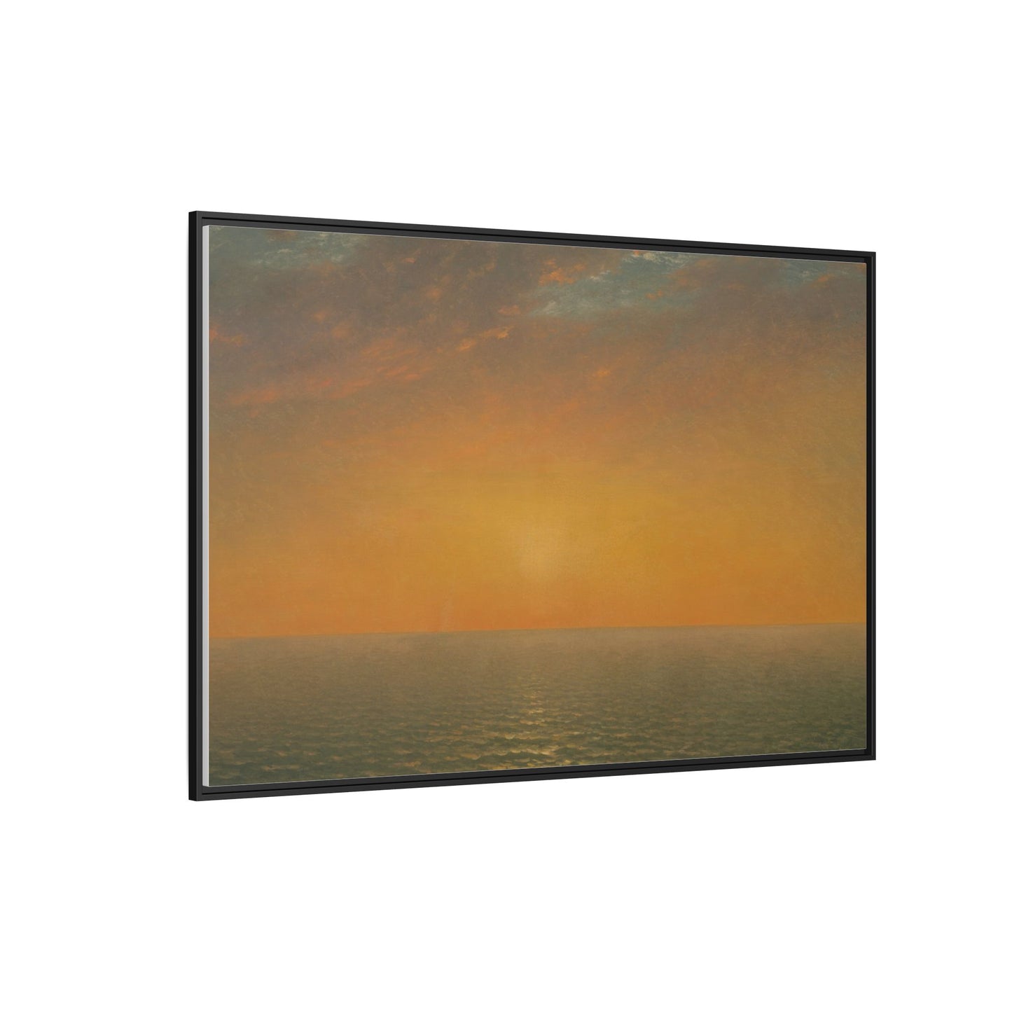 John Frederick Kensett : Sunset on the Sea (1872) - Museum Collection - Framed Canvas Print