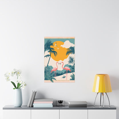 Welcome to Miami - Tropical Flamingo Poster - Boho Wall Art - Bohemian Art Prints - Home Décor